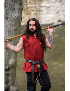 Camisa medieval roja sin mangas, modelo Louis 2