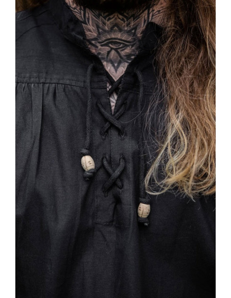 Camisa medieval negra sin mangas,...