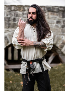 Camisa medieval ancha Oswald, color blanco natural
