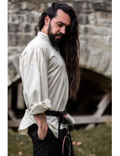 Camisa medieval ancha Oswald, color blanco natural 2