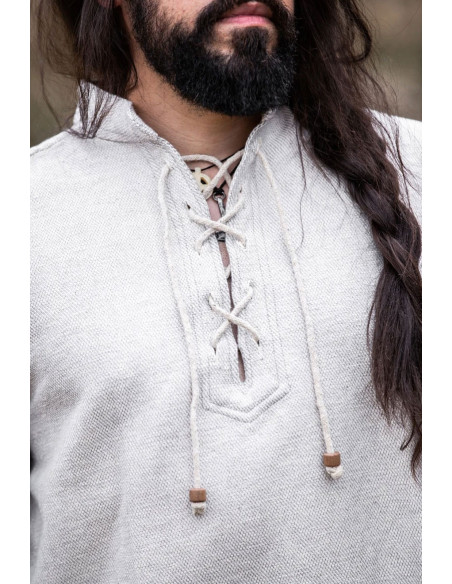 Camisa medieval gruesa cordones, gris