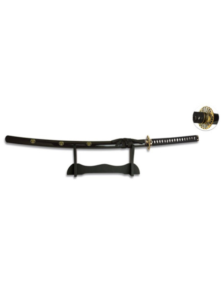 Katana set houten schede + zwarte displaystandaard