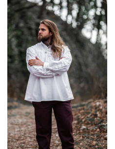 Camisa medieval Adrián con cordones, blanca o negra 2