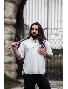Camisa medieval manga corta y lazos, color blanco 2