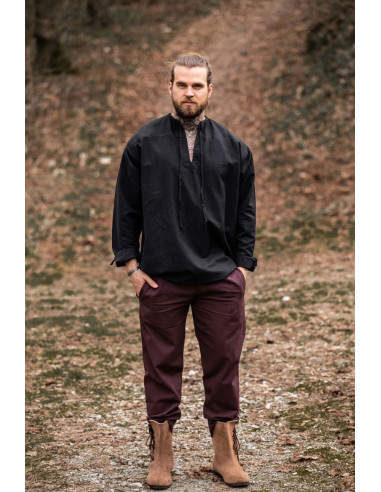 Mittelalterhemd Batrholomeus Modell, schwarze Farbe