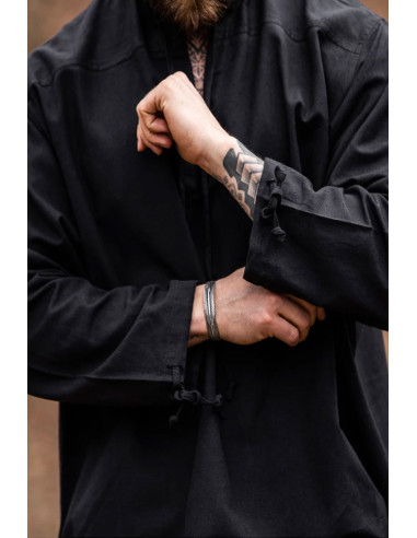 Mittelalterhemd Batrholomeus Modell, schwarze Farbe