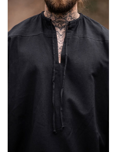 Mittelalterhemd Batrholomeus Modell, schwarze Farbe