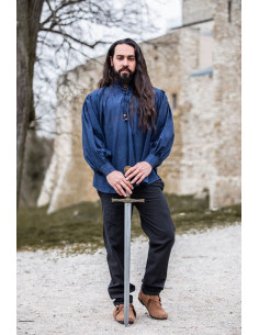 Camisa medieval modelo Leopold, color azul 2