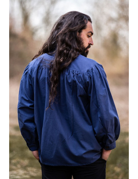 Camisa medieval Friedrich azul con lazos Camisa medieval Friedrich azul con lazos