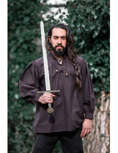 Camisa medieval Friedrich marrón oscuro con lazos