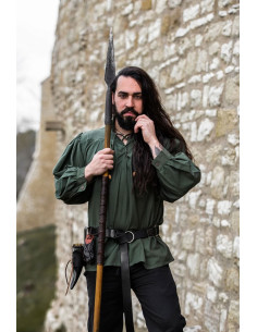Camisa medieval Friedrich verde con lazos