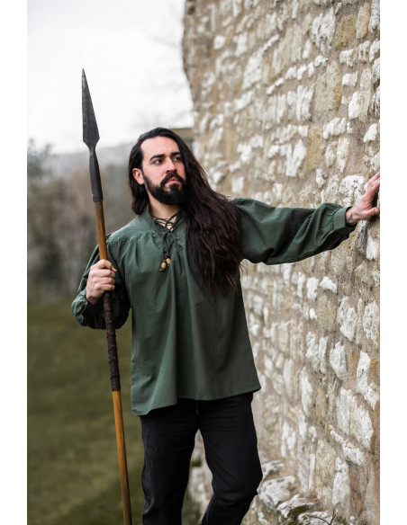 Camisa medieval Friedrich verde con...