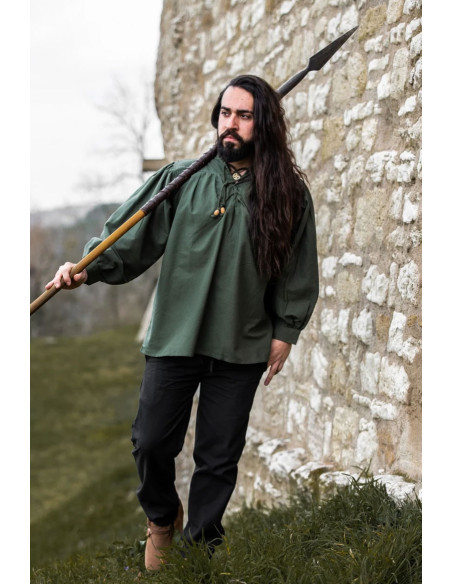 Camisa medieval Friedrich verde con...
