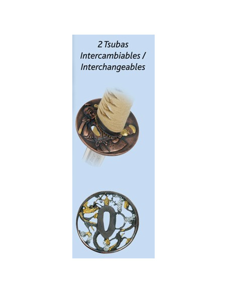 Carbon Steel Katana+skede+boks+rengøringssæt+2 tsubaer