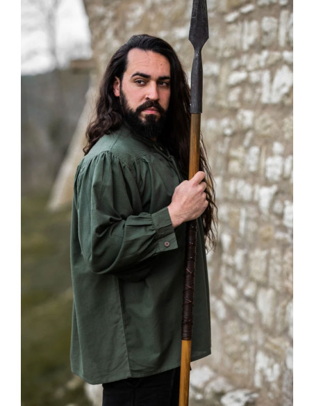 Camisa medieval Friedrich verde con...