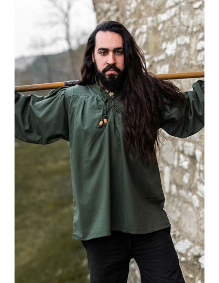 Camisa medieval Friedrich verde con...