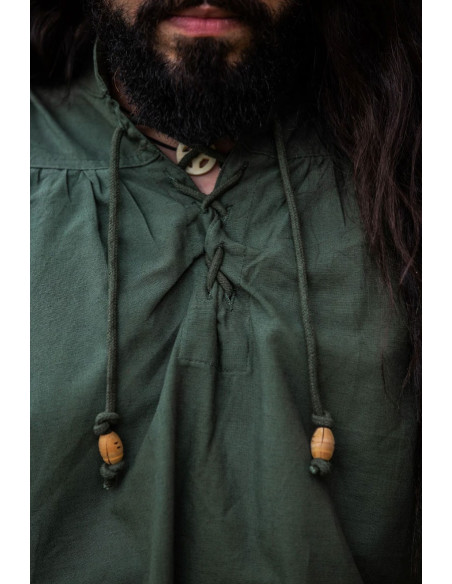 Camisa medieval Friedrich verde con...