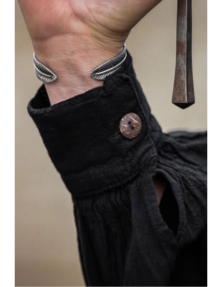 Camisa medieval negra con lazos