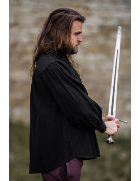 Camisa medieval negra con lazos