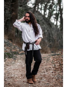Camisa medieval Friedrich blanca con lazos 2