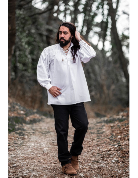 Camisa medieval Friedrich blanca con...