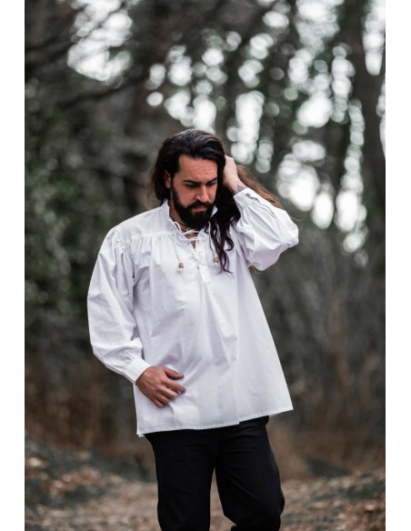 Camisa medieval Friedrich blanca con...