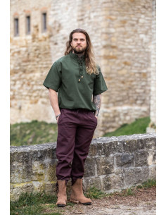 Camisa medieval manga corta y lazos, color verde 2