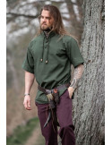 Camisa medieval manga corta y lazos, color verde