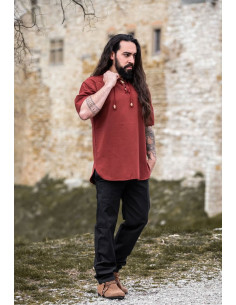 Camisa medieval manga corta y lazos, color rojo 2