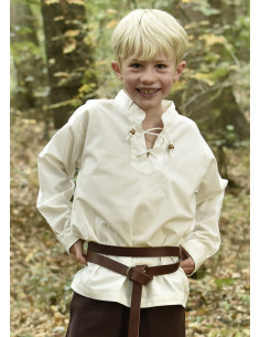 Camisa medieval blanco natural para niño, Colin