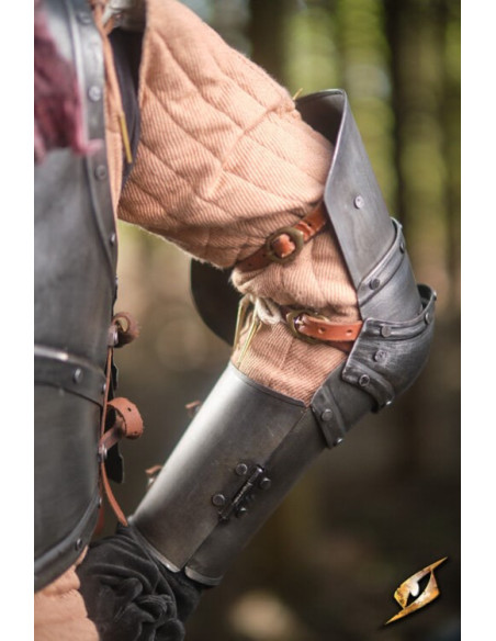 Armschützer aus schwarzem Stahl der...