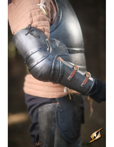 Armschützer aus schwarzem Stahl der...