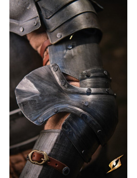 Armschützer aus schwarzem Stahl der...