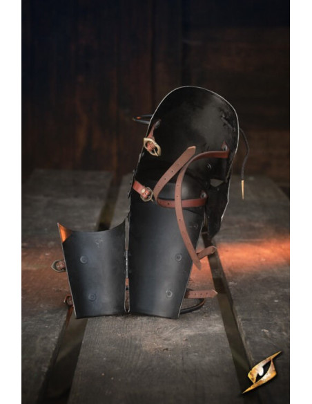 Armschützer aus schwarzem Stahl der...