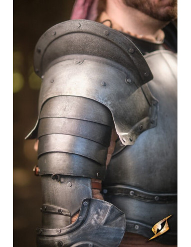 Schulterklappen aus schwarzem Stahl der Epic Captain-Serie, Epic Armory