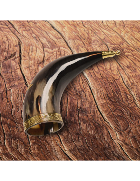 Cuerno vikingo Thor con correa de cuero
