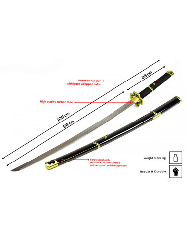 Zoro Roronoa Yubashiri håndsmedet katana sæt, One Piece