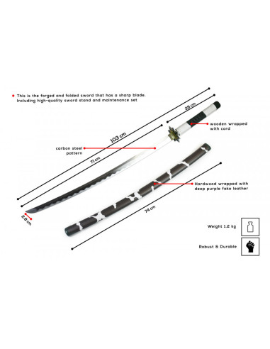 Handgeschmiedetes Katana-Set von Shinazugawa Sanemi, Demon Slayer
