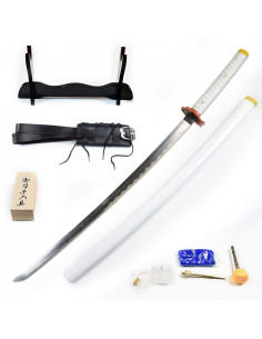 Kyojuro Rengoku's Demon Slayer Håndsmedet Katana hvidt sæt