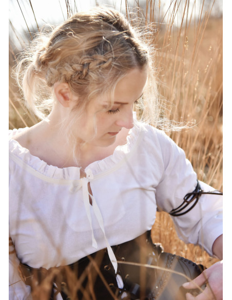 Middeleeuwse blouse vrouw Birga, wit