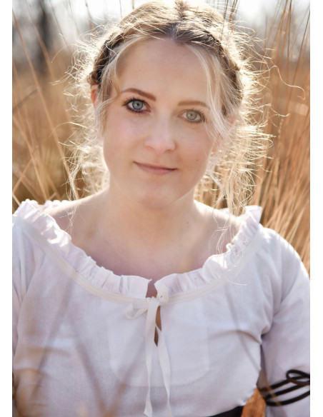 Mittelalterliche Damenbluse Birga, weiß