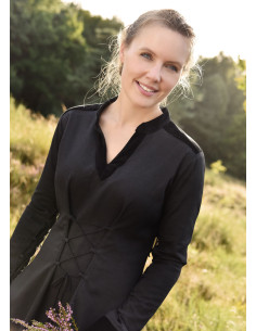 Kurtisane Meira Mittelalterkleid mit Samtdetails, schwarz 2