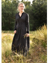 Vestido medieval Cortesana Meira con detalles en terciopelo, negro
