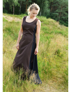 Ärmelloses Mittelalterkleid Jarle in Braun und Schwarz