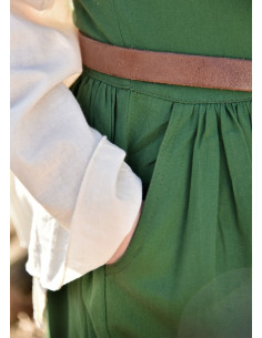 Vestido medieval sin mangas Lene en verde 2
