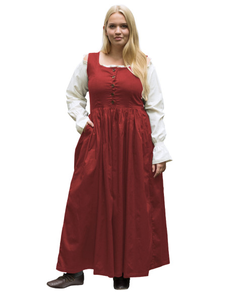 Vestido medieval sin mangas Lene en rojo
