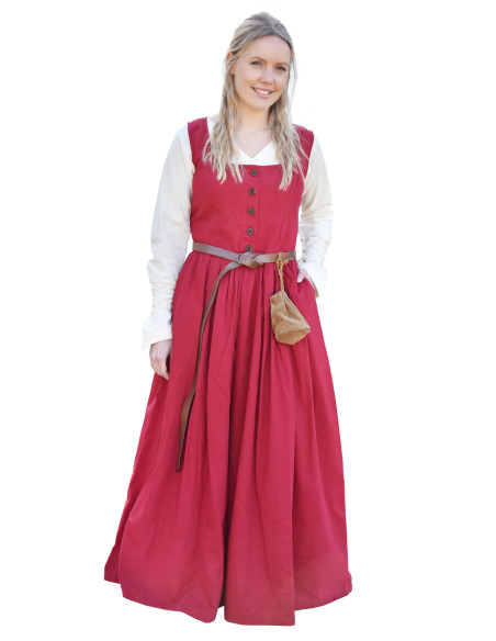 Vestido medieval sin mangas Lene en rojo