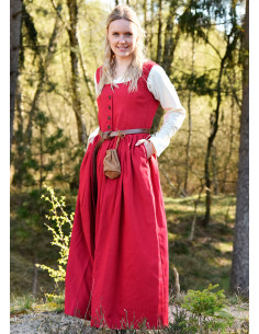 Rotes ärmelloses mittelalterliches Lene-Kleid
