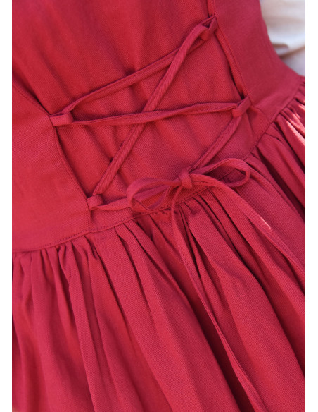 Vestido medieval sin mangas Lene en rojo