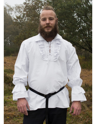 Kleding Herenkleding Pakken Kostuum Shirt Renaissance Keltische Piraat Crème Middeleeuwse 